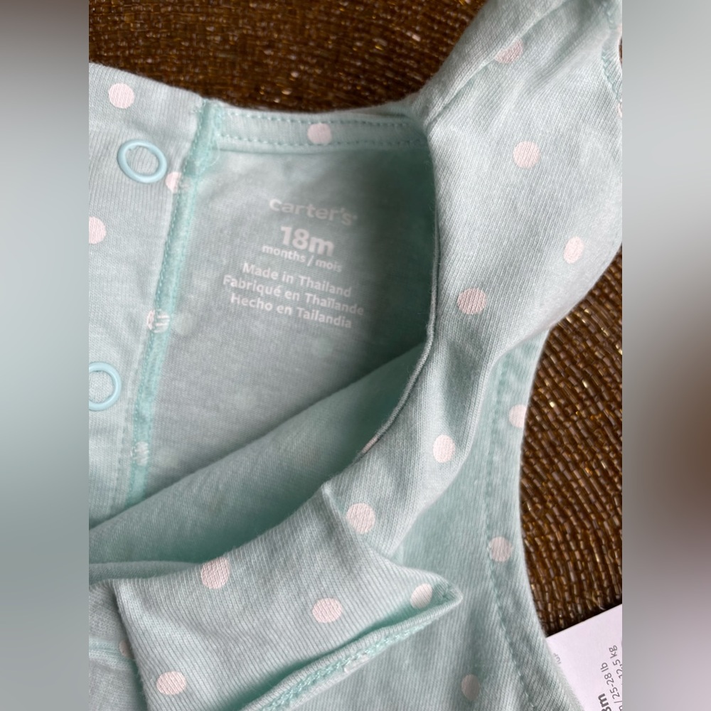 Carter's Baby Girls Dot & Dot Cotton Skirted Romper Green Dotted - Picture 5 of 5
